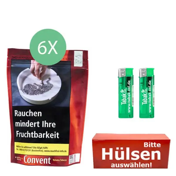 Convent Tabak Red 6 x Beutel mit wählbaren Filterhülsen Convent Tabak Red 6 x Beutel mit wählbaren Filterhülsen