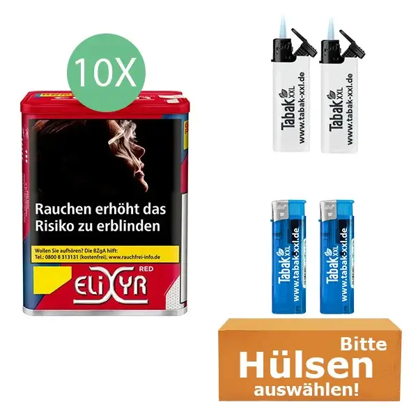 Elixyr Tabak Red 10 x Dose mit wählbaren Filterhülsen Elixyr Tabak Red 10 x Dose mit wählbaren Filterhülsen
