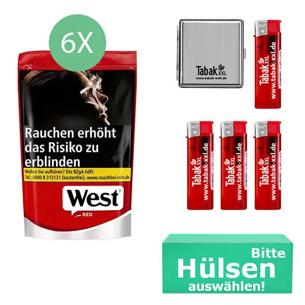 6 x West mit Hülsen und Etui