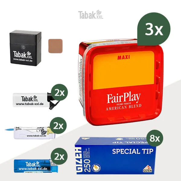 3x FairPlay Volumentabak Maxi Box mit 2000 Special Size Filterhülsen