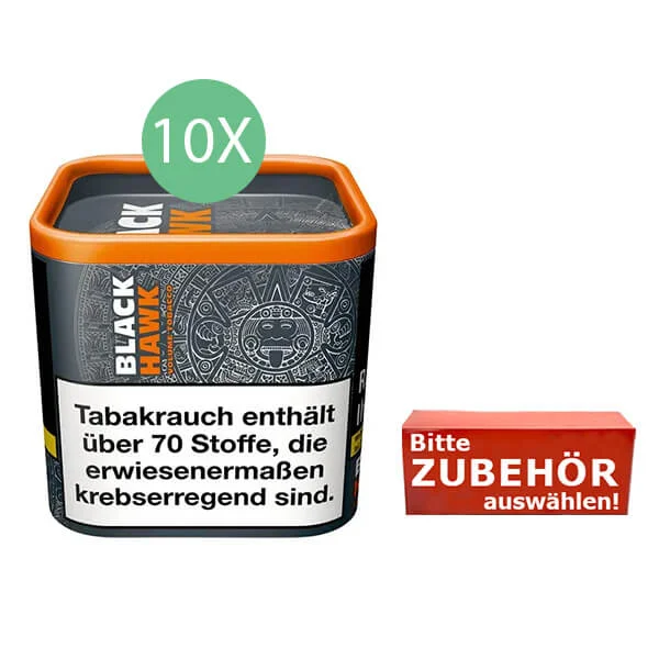 Black Hawk Tabak 10 x Dose mit wählbarem Zubehör