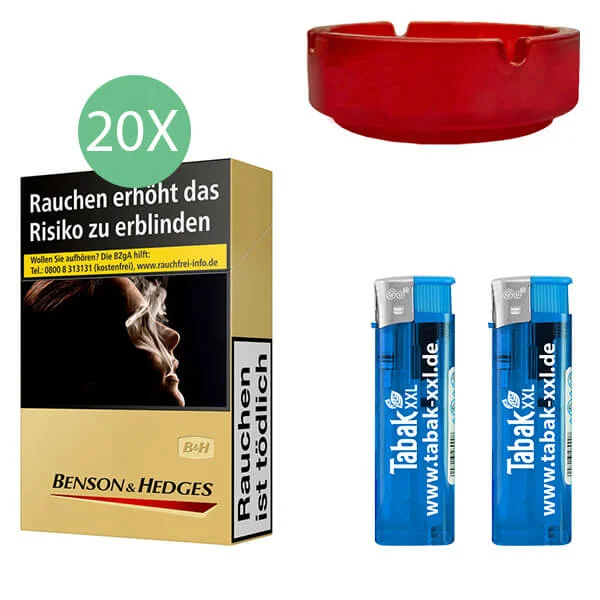 Benson & Hedges Zigaretten Gold 20 x Packungen mit Glasaschenbecher Benson & Hedges Zigaretten Gold 20 x Packungen mit Glasaschenbecher