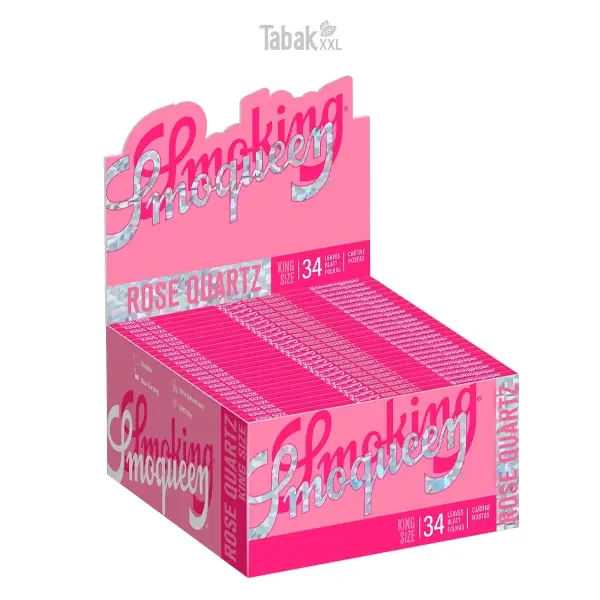 Smoking Blättchen Smoqueen Rose Quarzt King Size 50 x 34 Blatt Box