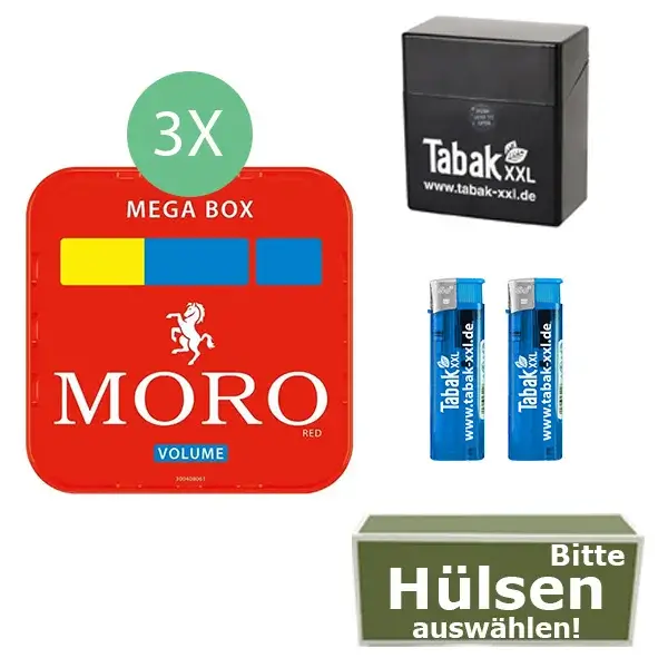 Moro Tabak 3 x Mega Box mit wählbaren Hülsen und Etui