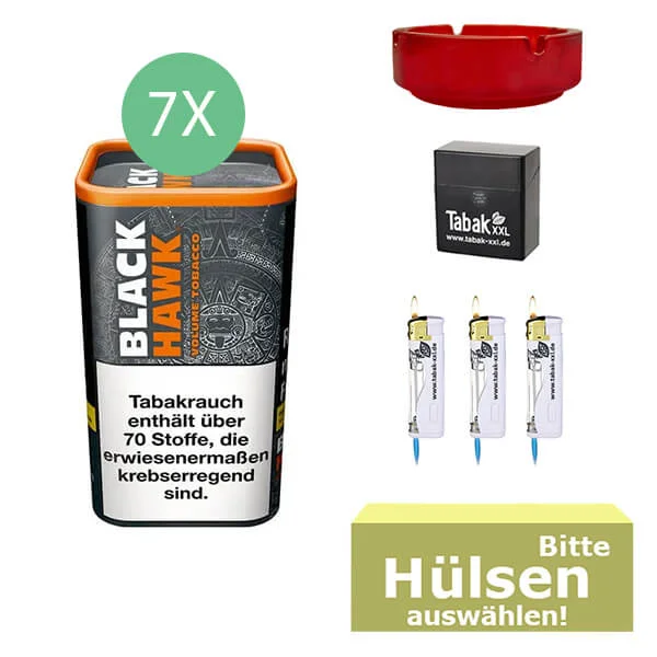 Black Hawk Tabak XL 7 x Dose mit wählbaren Filterhülsen und Etui Black Hawk Tabak XL 7 x Dose mit wählbaren Filterhülsen und Etui