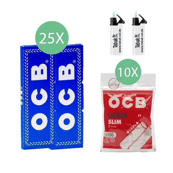 25x-ocb-blaettchen-blau-50-blatt-+-10x-ocb-long-slim-filter-+-2x-sturmfeuerzeuge 25x-ocb-blaettchen-blau-50-blatt-+-10x-ocb-long-slim-filter-+-2x-sturmfeuerzeuge
