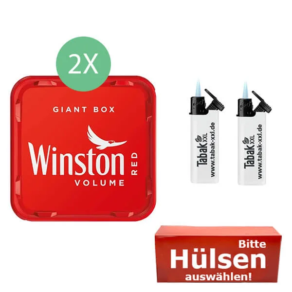Winston Tabak Red 2 x Giant Box mit wählbaren Filterhülsen Winston Tabak Red 2 x Giant Box mit wählbaren Filterhülsen