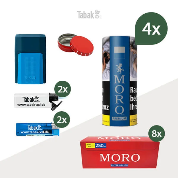moro-blue-premium-4x-Dose-waelbaren-huelsen-und-Etui-Taschenasche
