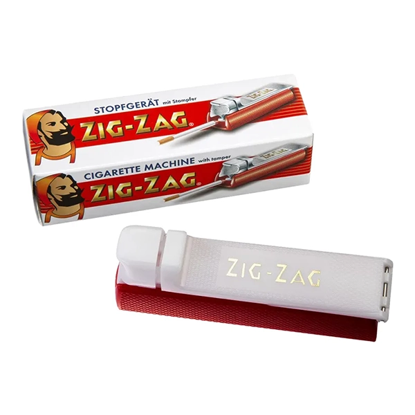 Zig Zag Stopfgerät Rot mit Stampfer Extra- und Standard-Hülsen Zig Zag Stopfgerät Rot mit Stampfer Extra- und Standard-Hülsen