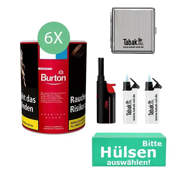 Burton Tabak Red 6 x Dose mit wählbaren Hülsen und Metalletui Burton Tabak Red 6 x Dose mit wählbaren Hülsen und Metalletui