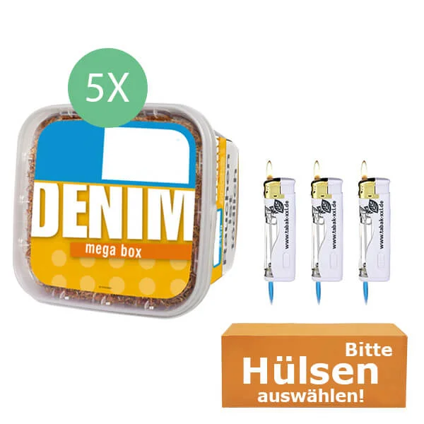 Denim Tabak 5 x Mega Box mit wählbaren Hülsen Denim Tabak 5 x Mega Box mit wählbaren Hülsen