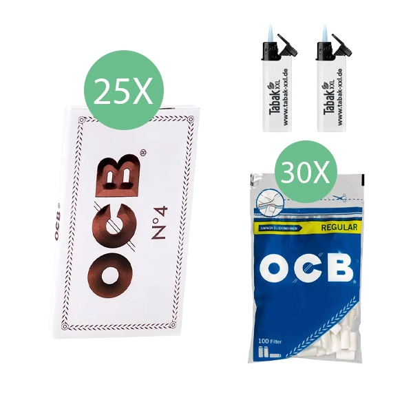 25x-ocb-blaettchen-weiss-no-4-100-blatt-+-30x-ocb-regular-filter-+-2x-sturmfeuerzeuge 25x-ocb-blaettchen-weiss-no-4-100-blatt-+-30x-ocb-regular-filter-+-2x-sturmfeuerzeuge