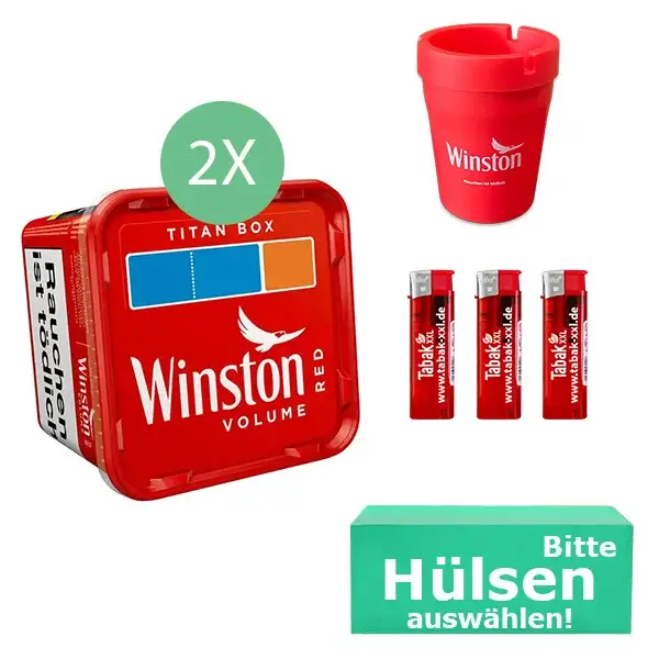 Winston Volumentabak Red 2 x Titan Box mit wählbaren Filterhülsen und Aschenbecher