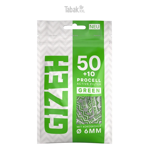 gizeh-procell-active-filter-green-mit-kokoskohle-60-x-6-mm-beutel gizeh-procell-active-filter-green-mit-kokoskohle-60-x-6-mm-beutel