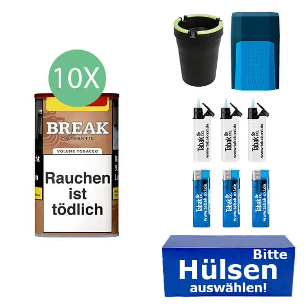 Break Authentic Volumentabak 10 x Dose mit wählbaren Hülsen und Etui