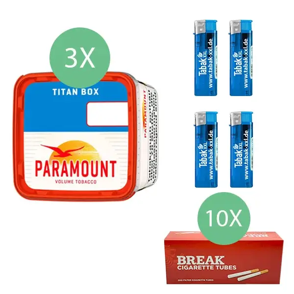 Paramount Volumentabak Red 3 x Titan Box mit 2000 Filterhülsen