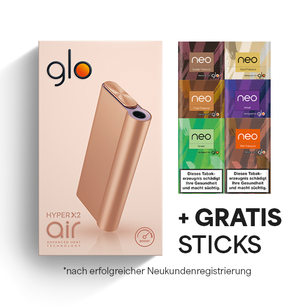 Die Glo Hyper Air in der Farbe Rosey Gold plus gratis Sticks nach Neukundenregistrierung