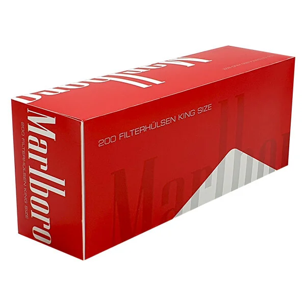 Marlboro King Size Red Filterhülsen 200er Packung seitlich Marlboro King Size Red Filterhülsen 200er Packung seitlich