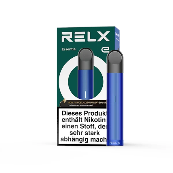 Relx E-Zigarette Essential Blue 350 mAh Mehrweg Verpackung+Stick