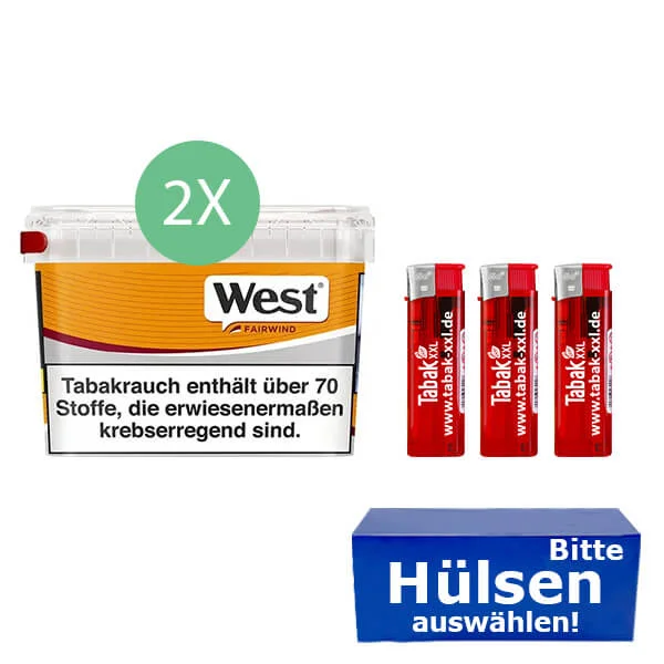 West Tabak Yellow 2 x Mega Box mit wählbaren Hülsen West Tabak Yellow 2 x Mega Box mit wählbaren Hülsen