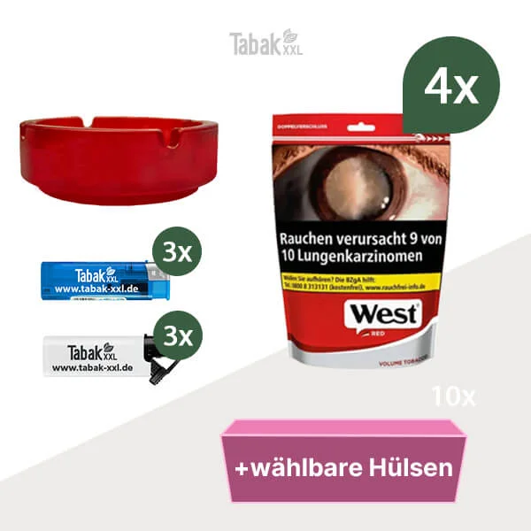 4x-west-red-beutel-xxxl-mit-wahlbaren-menthol-hulsen-glasaschenbecher