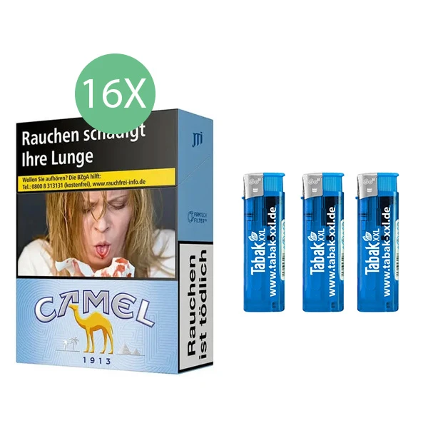 16x camel zigaretten blue big pack xxl 3x elektro-feuerzeuge 16x camel zigaretten blue big pack xxl 3x elektro-feuerzeuge