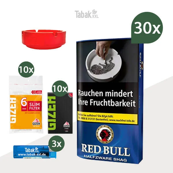 30x-red-bull-drehtabak-halfzware-shag-blau-pouch-und-glasaschenbecher