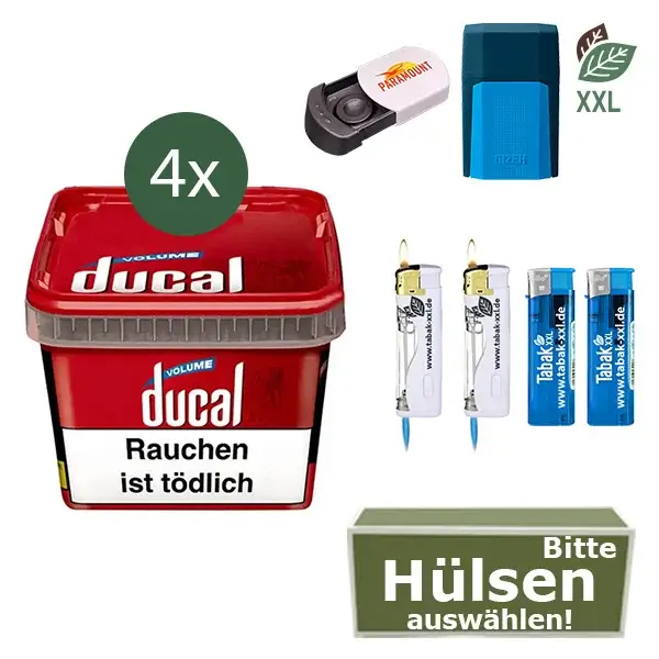 Ducal Volumentabak Red 4 x Eimer mit wählbaren Hülsen und Etui