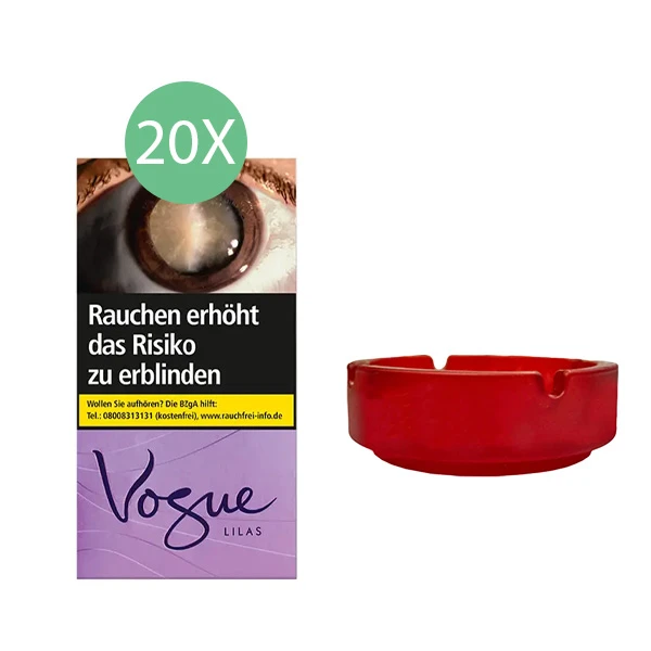 20x Vogue Zigaretten Lilas Original Pack + 1x Aschenbecher