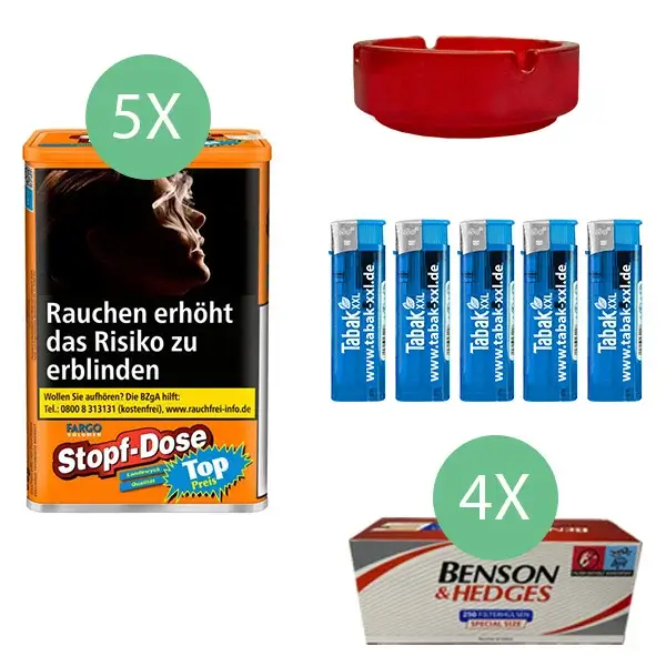 Fargo Volumentabak 5 x Stopf-Dose Orange mit 1000 Benson Special Size Hülsen