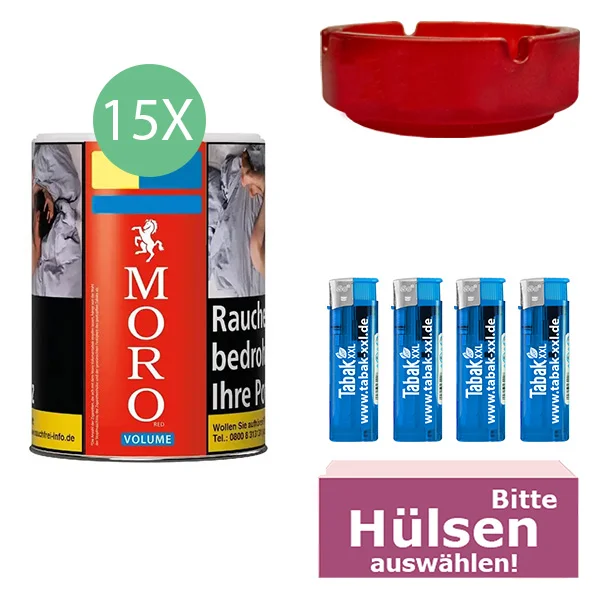 Moro Tabak 15x Dose mit wählbaren Hülsen und Aschenbecher