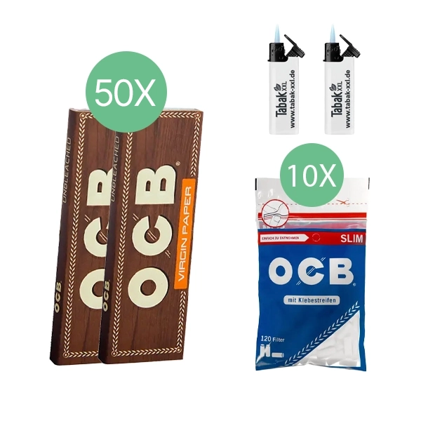 50x-ocb-blaettchen-unbleached-50-blatt-+-10x-ocb-slim-filter-+-2x-sturmfeuerzeuge 50x-ocb-blaettchen-unbleached-50-blatt-+-10x-ocb-slim-filter-+-2x-sturmfeuerzeuge