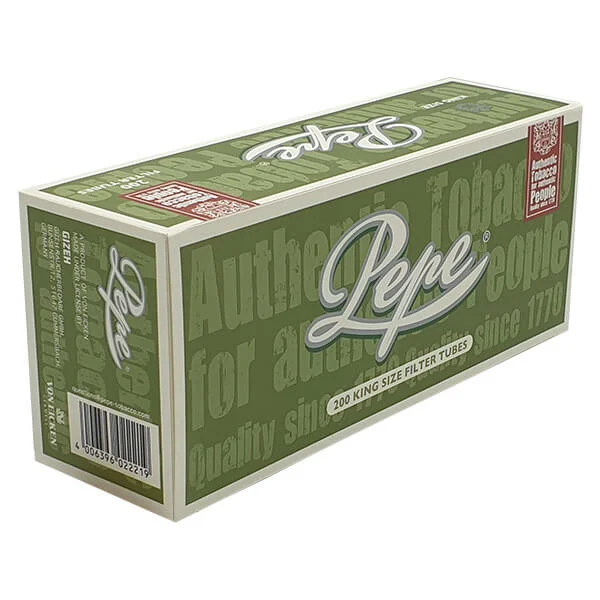 Pepe King Size Filterhülsen Grün 200er Packung seitlich Pepe King Size Filterhülsen Grün 200er Packung seitlich
