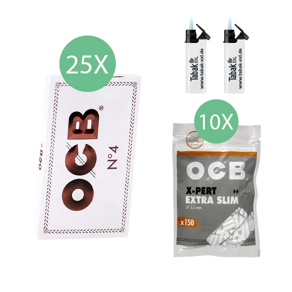 25x-ocb-blaettchen-weiss-no-4-100-blatt-+-10x-ocb-x-pert-extra-slim-filter-+-2x-sturmfeuerzeuge
