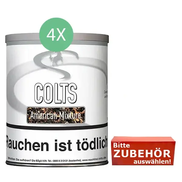 Colts Tabak American Mixture 4 x Dose mit wählbarem Zubehör