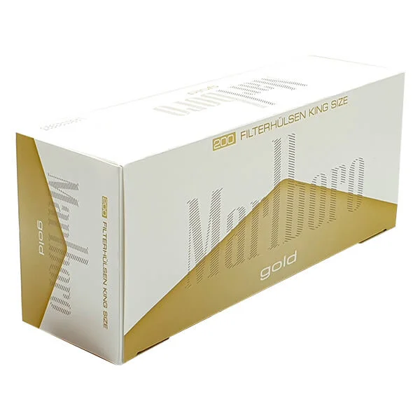 Marlboro King Size Gold Filterhülsen 200er Packung seitlich Marlboro King Size Gold Filterhülsen 200er Packung seitlich
