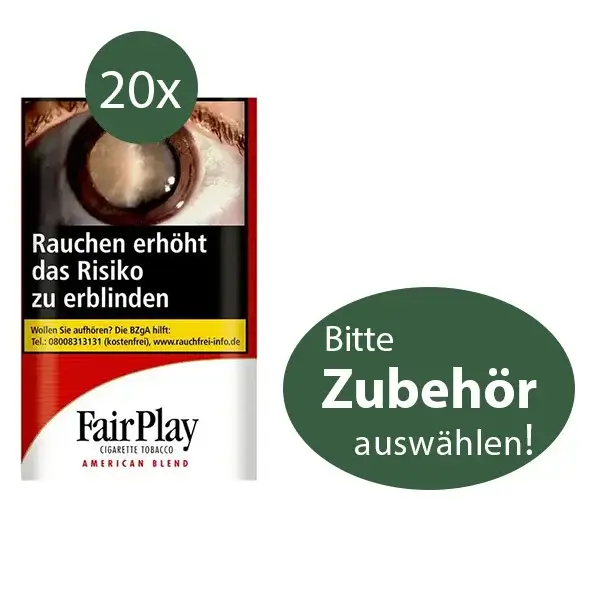 20 x FairPlay Drehtabak American Blend Red Pouch mit wählbarem Zubehör