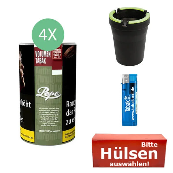 Pepe Tabak Rich Green 4 x Dose XXL mit wählbaren Filterhülsen Pepe Tabak Rich Green 4 x Dose XXL mit wählbaren Filterhülsen