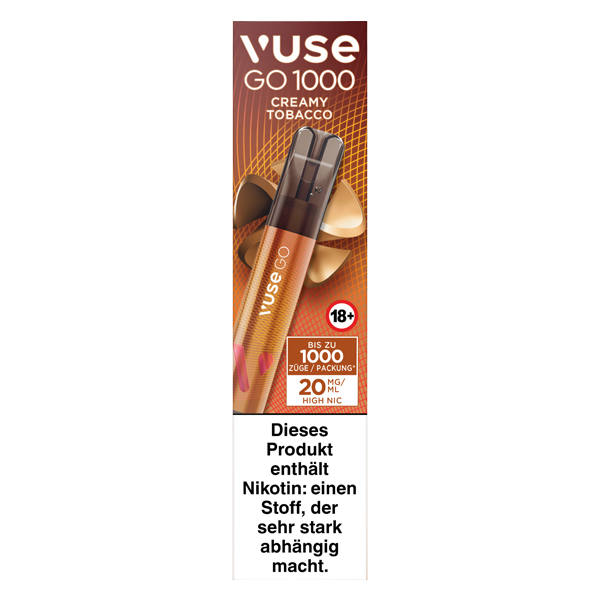 vuse go 1000 creamy tobacco einweg e zigarette 20 mg frontal