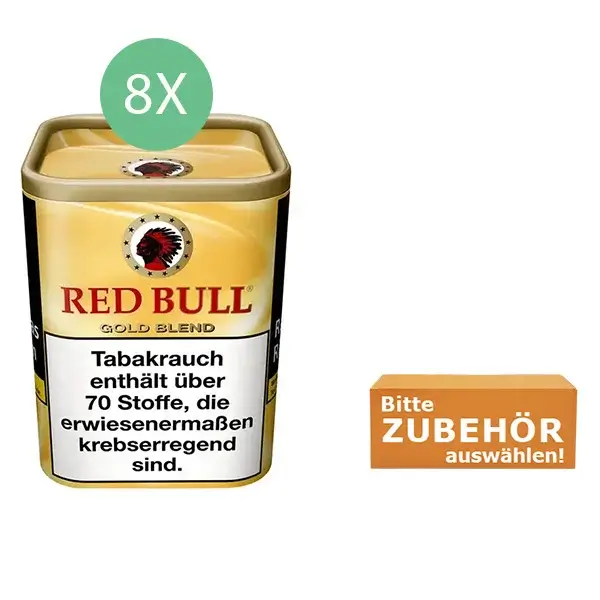 Red Bull Tabak Gold 8 x Dose mit wählbarem Zubehör