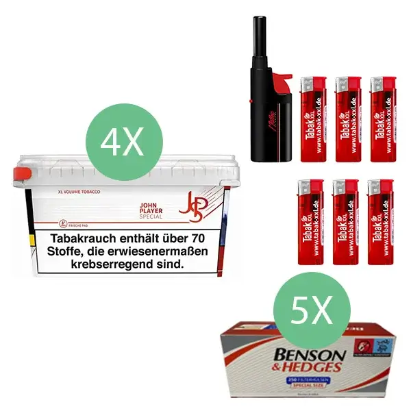 JPS John Player Tabak 4 x Mega Box mit 1250 Special Size Filterhülsen 