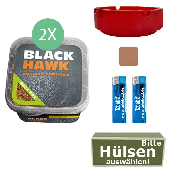 Black Hawk Tabak 2x Eimer mit wählbaren Hülsen und Aschenbecher Black Hawk Tabak 2x Eimer mit wählbaren Hülsen und Aschenbecher