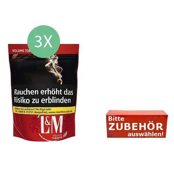 L & M Tabak 3 x Beutel mit wählbarem Zubehör