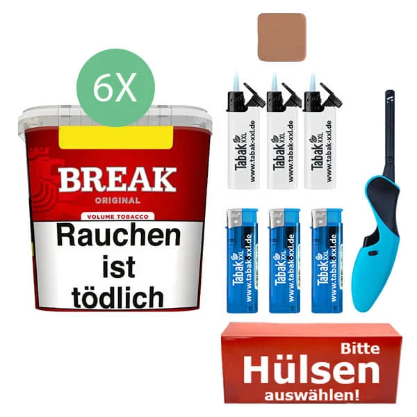 Break Tabak Red 6 x Giga Box mit wählbaren Filterhülsen Break Tabak Red 6 x Giga Box mit wählbaren Filterhülsen