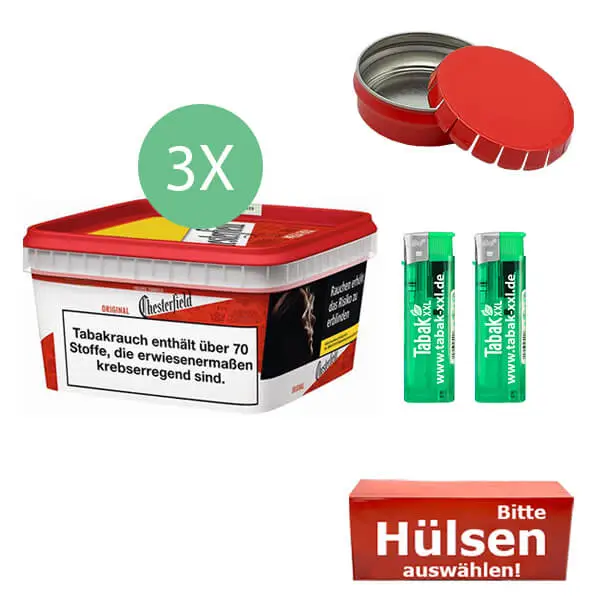 Chesterfield Tabak Red 3 x Mega Box mit wählbaren Hülsen Chesterfield Tabak Red 3 x Mega Box mit wählbaren Hülsen