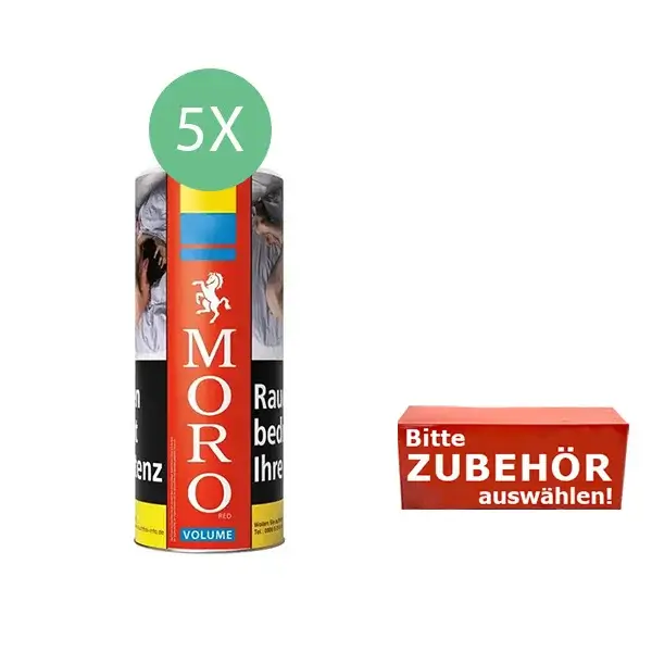 Moro Tabak Rot XL 5x Dose mit wählbarem Zubehör