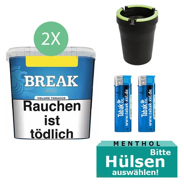 Break Tabak Blue 2 x Giga Box mit wählbaren Menthol-Hülsen