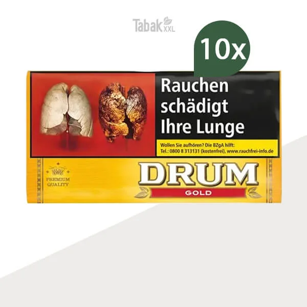 10x Drum Drehtabak Gold Pouch