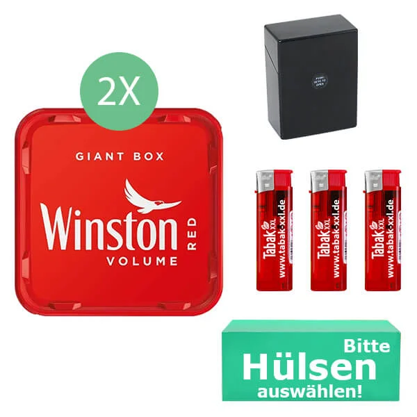 Winston Tabak Red 2 x Giant Box mit wählbaren Hülsen und Etui Winston Tabak Red 2 x Giant Box mit wählbaren Hülsen und Etui