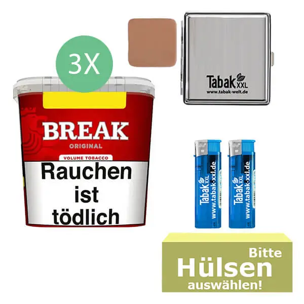 Break Tabak Red 3 x Giga Box mit wählbaren Hülsen und Metalletui Break Tabak Red 3 x Giga Box mit wählbaren Hülsen und Metalletui